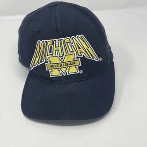 Vtg 90s Starter Michigan Wolverines Wool Snapback Hat Cap College Script Logo